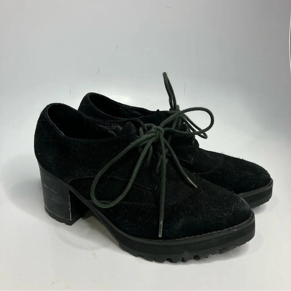 Jeffrey Campbell Havanas last KIDDO black suede block heel Oxford shoes size 7.5